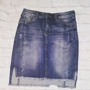 Kut from the Kloth Connie distressed denim pencil skirt, size 2